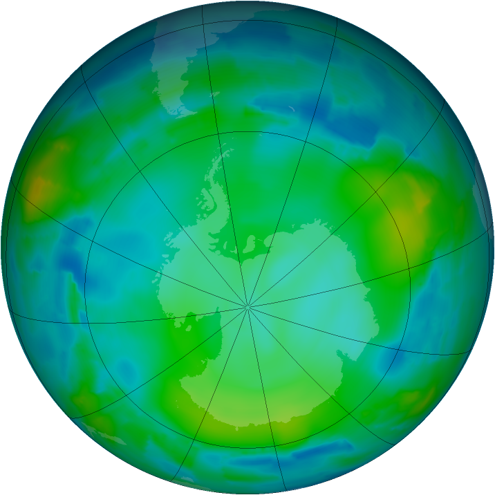 Antarctic ozone map for 29 May 2012